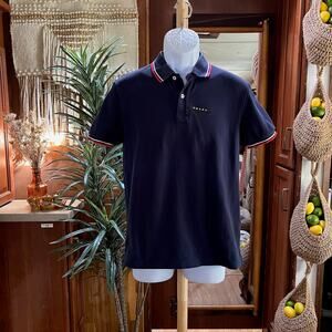 Prada Navy Polo Shirt with Red and White Accents